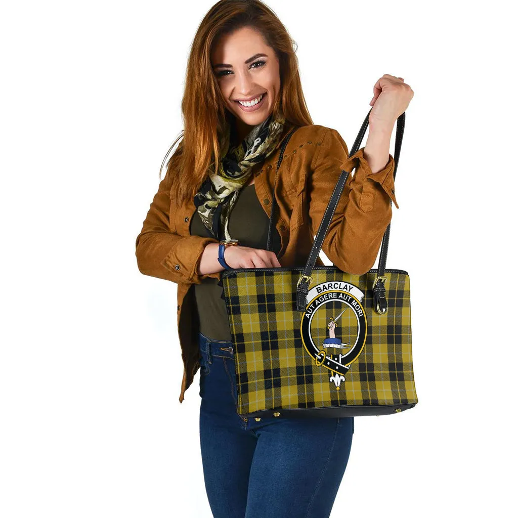 Barclay Dress Tartan Leather Tote Bag with Family Crest
