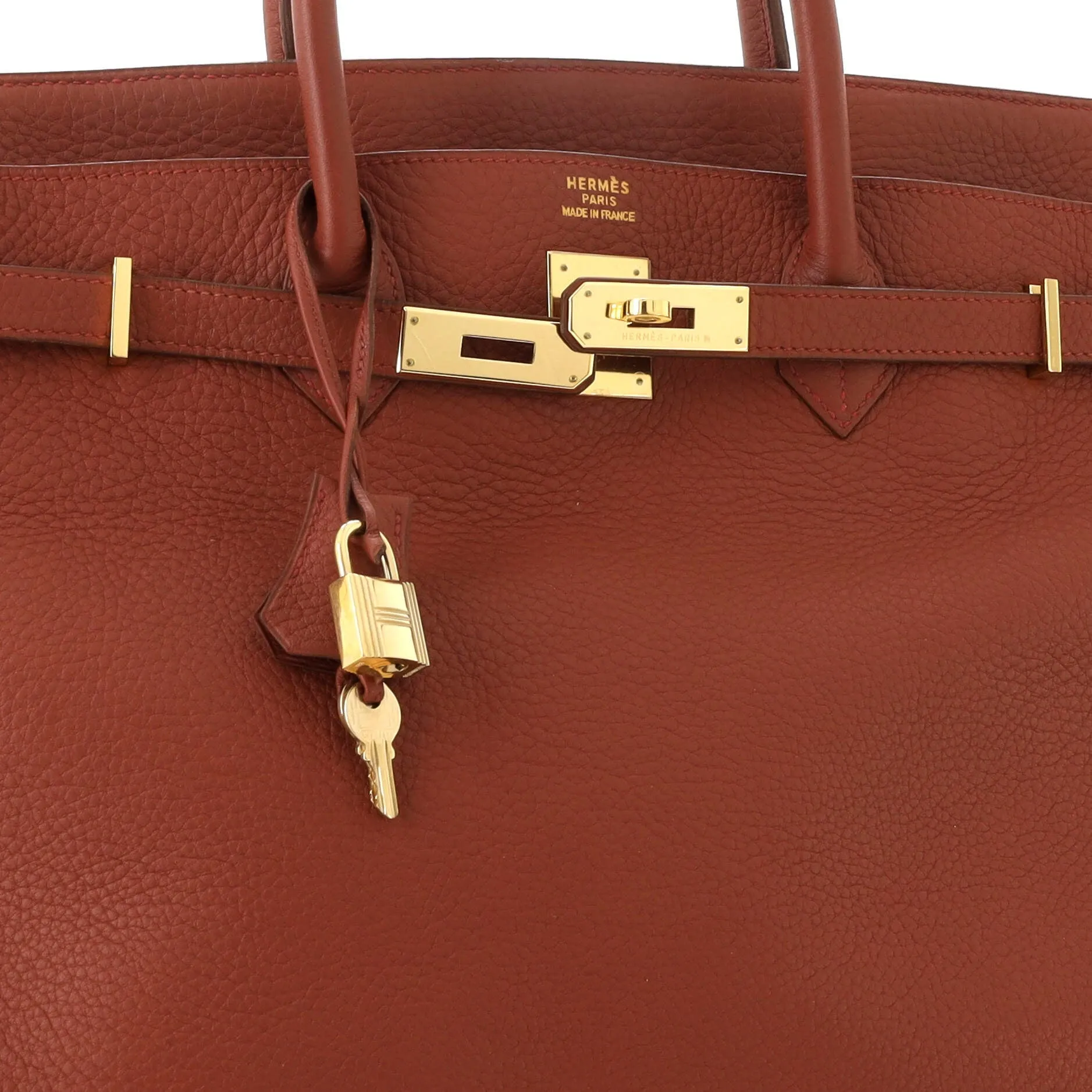 Birkin Handbag Rouge Venetian Clemence with Gold Hardware 40