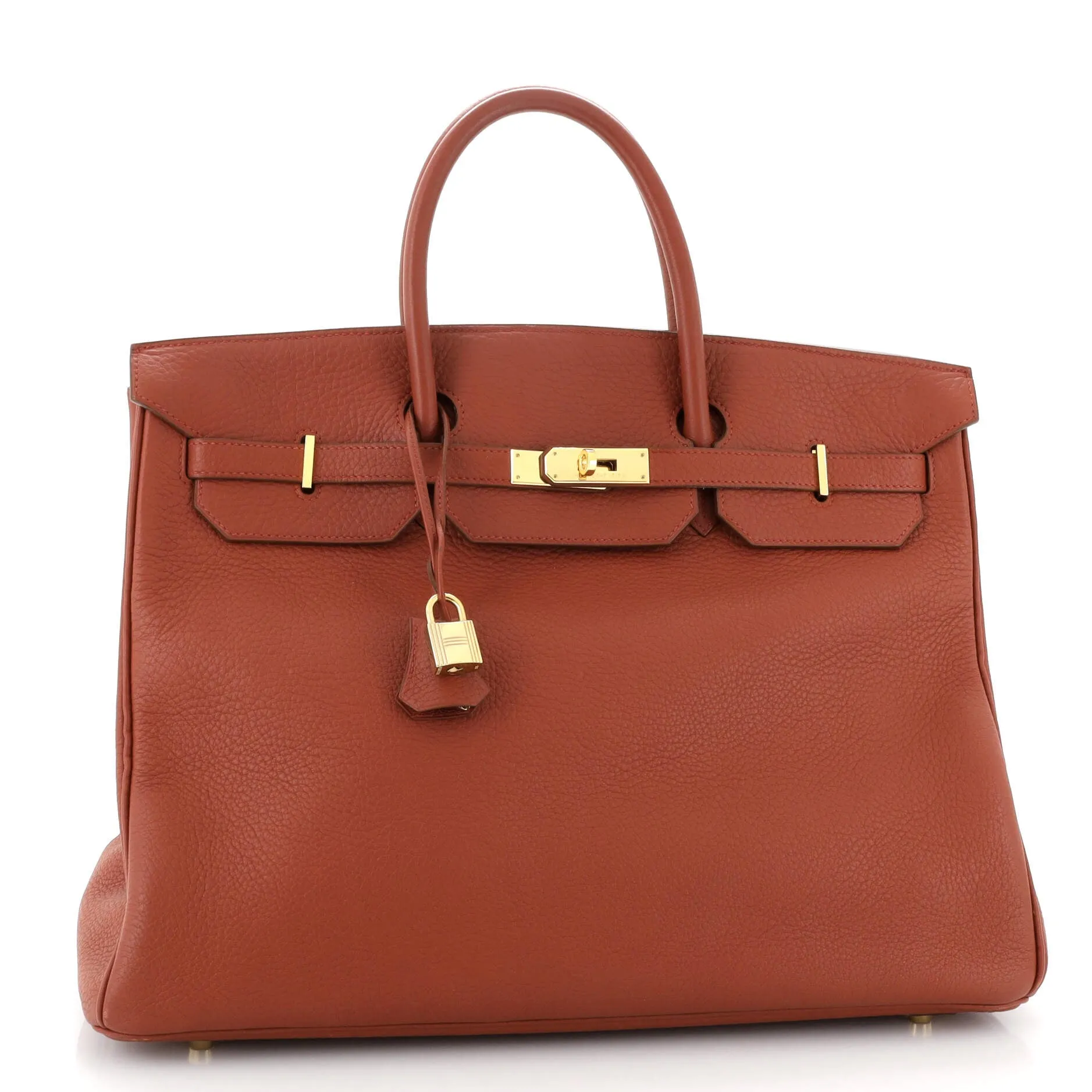 Birkin Handbag Rouge Venetian Clemence with Gold Hardware 40