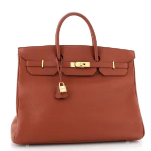 Birkin Handbag Rouge Venetian Clemence with Gold Hardware 40
