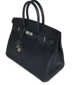 Bleu Indigo Vache Liegee Birkin 35 PHW