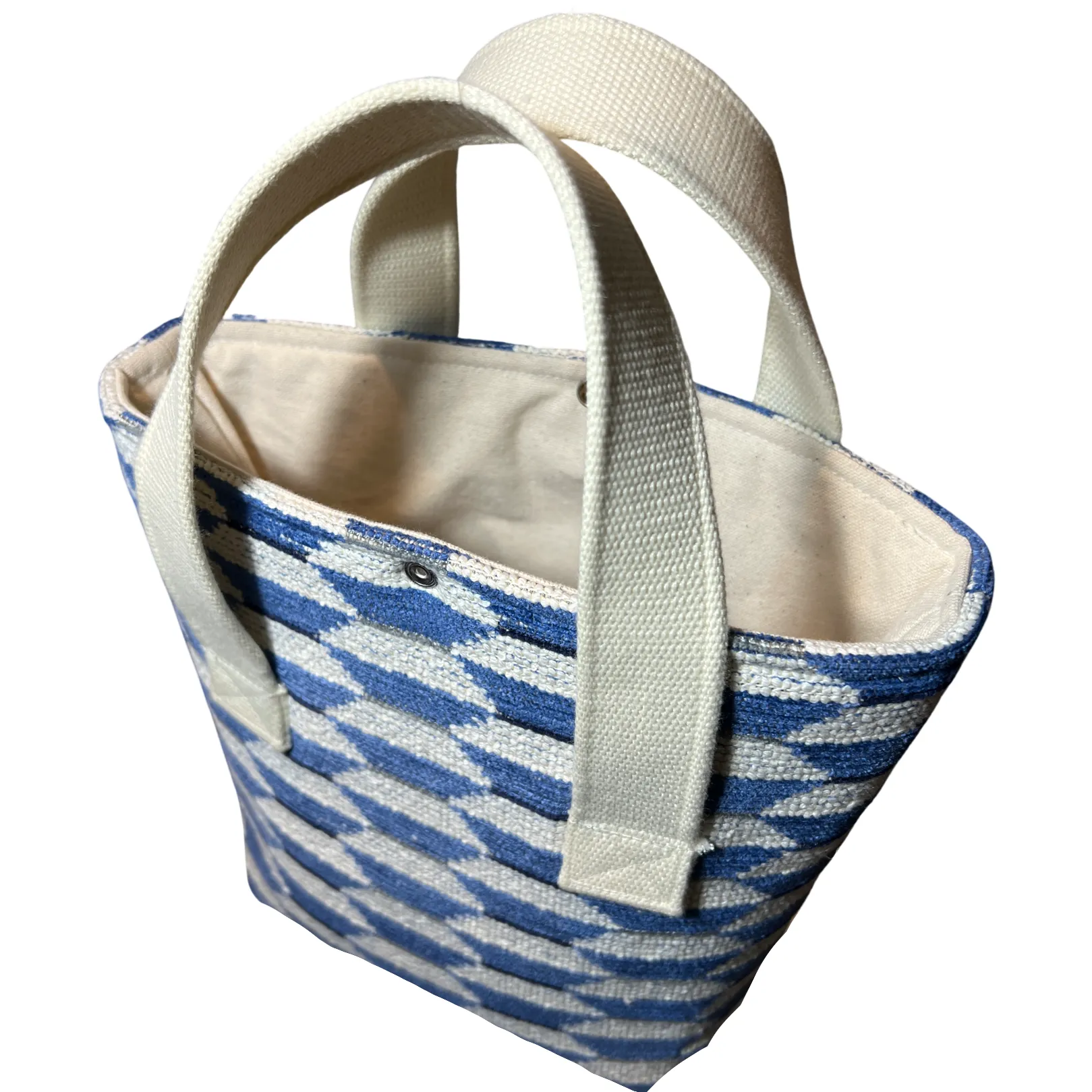 Blue Geometric Wine Tote (Double Bottle)