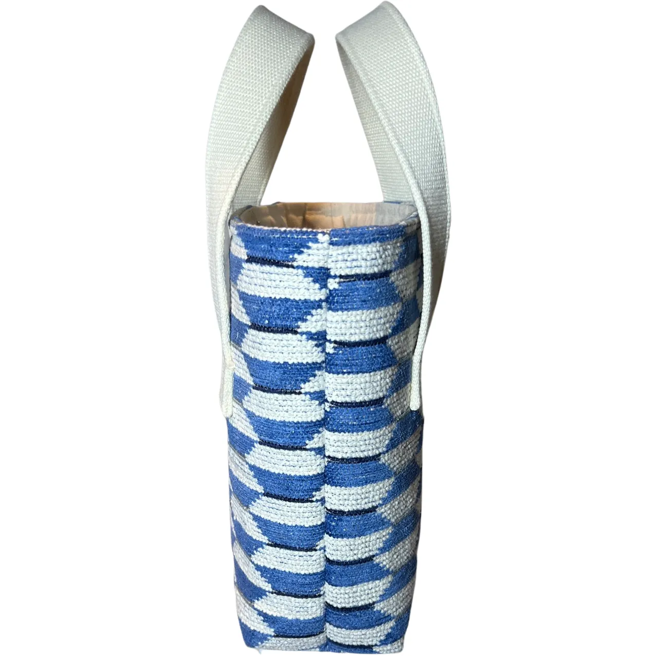 Blue Geometric Wine Tote (Double Bottle)