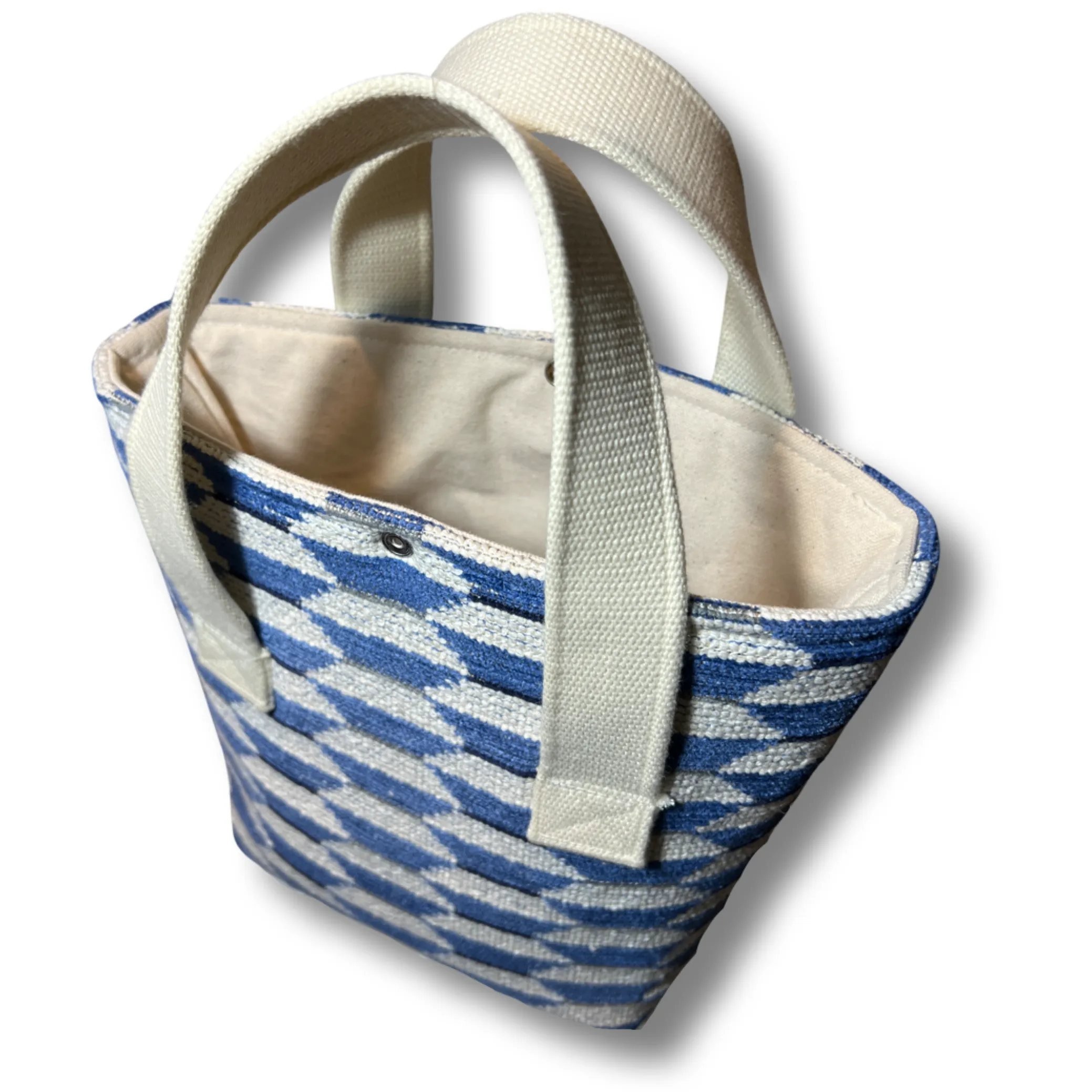 Blue Geometric Wine Tote (Double Bottle)
