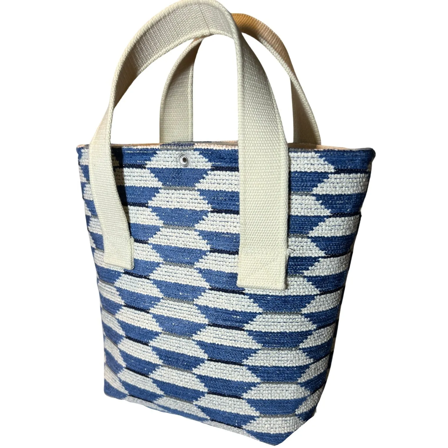 Blue Geometric Wine Tote (Double Bottle)