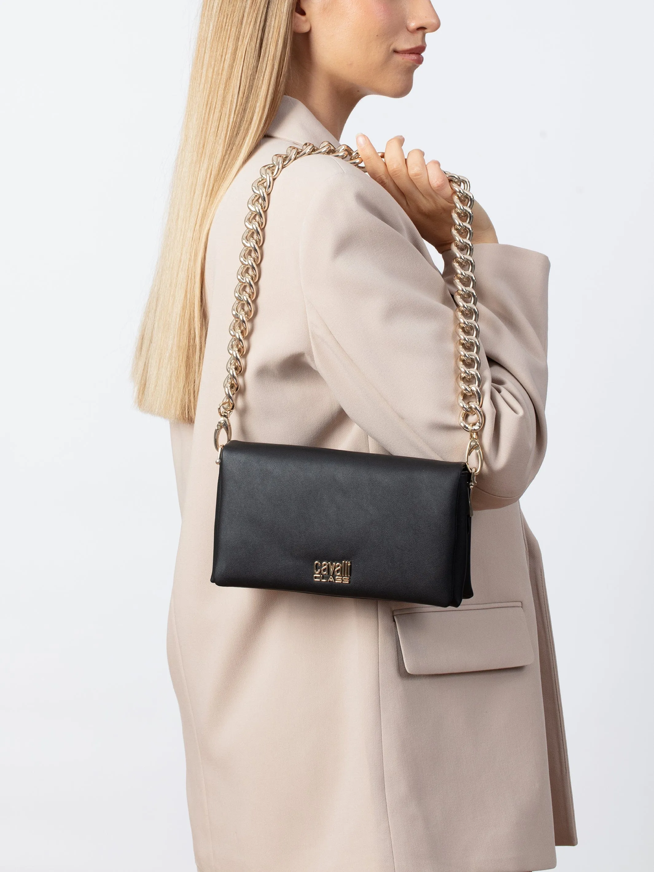 Cavalli Class ROMA Black Envelope Small Clutch Shoulder Bag