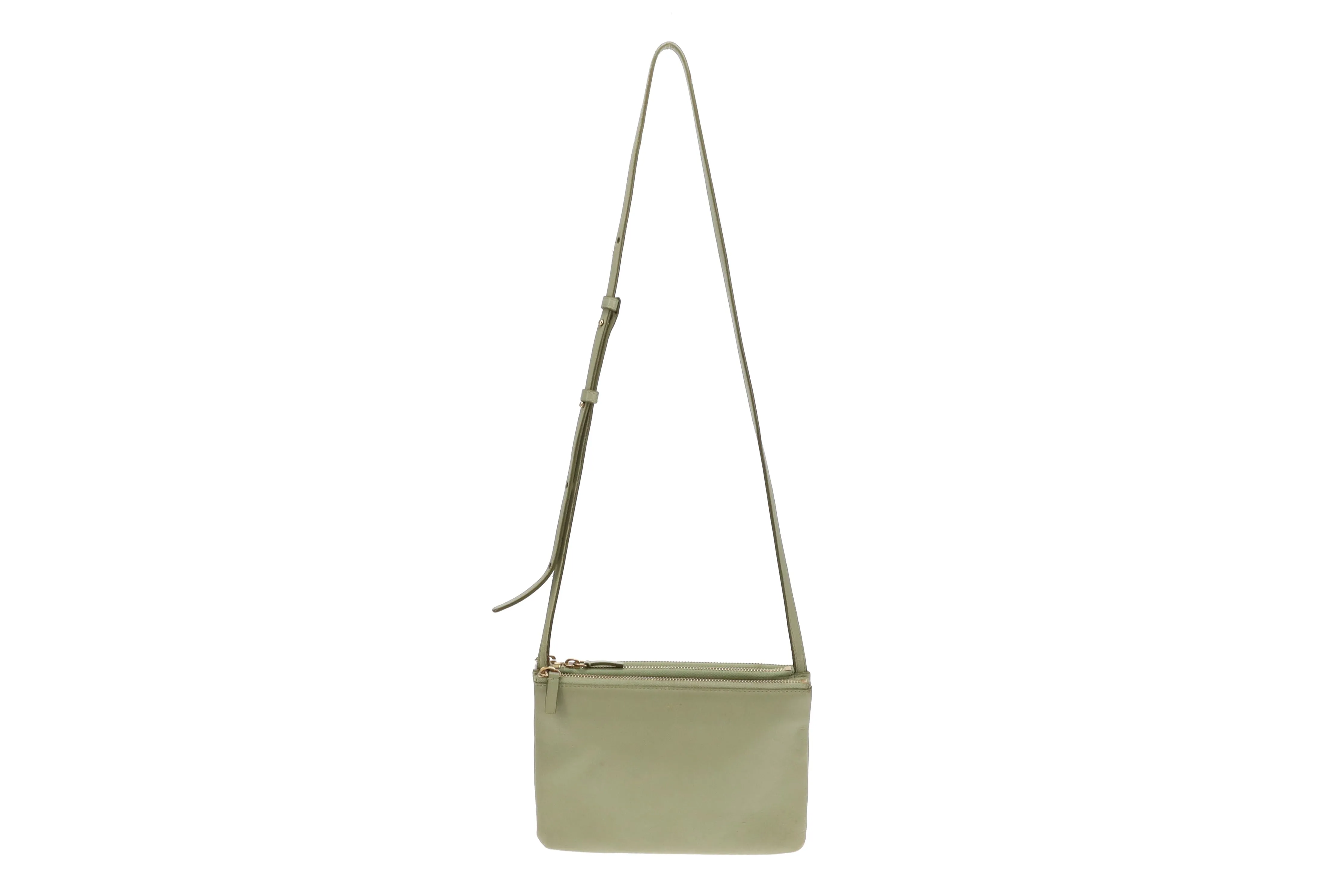 Celine Green Leather Trio Crossbody