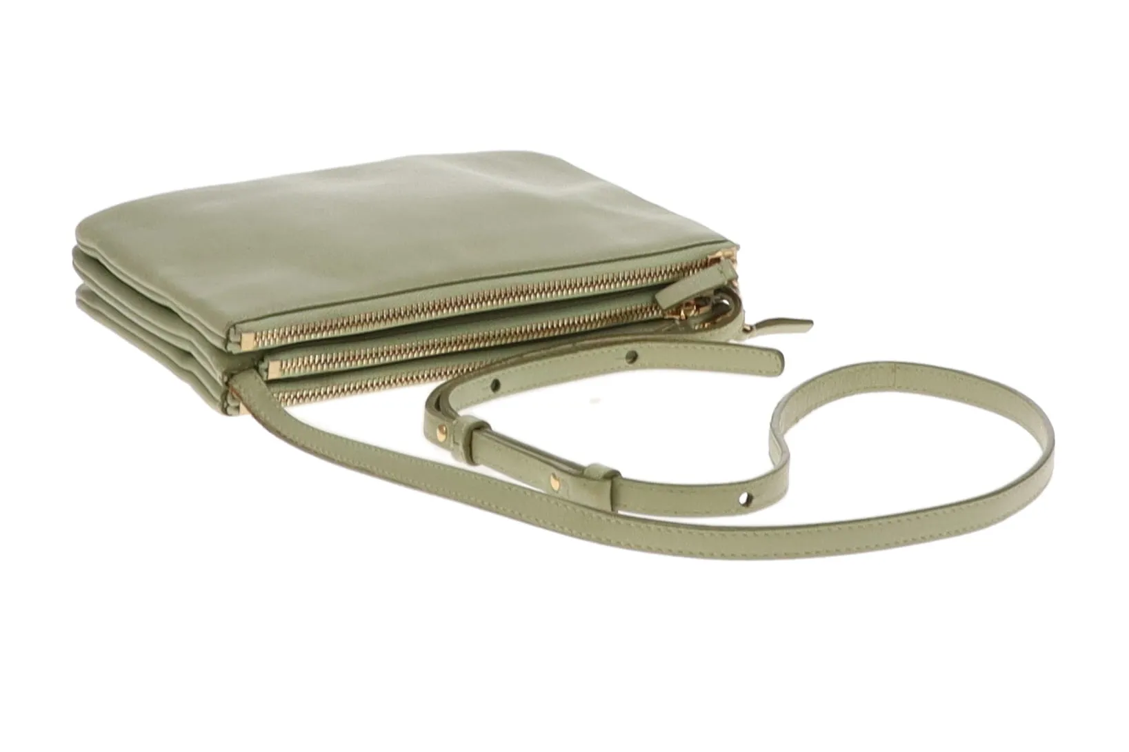 Celine Green Leather Trio Crossbody