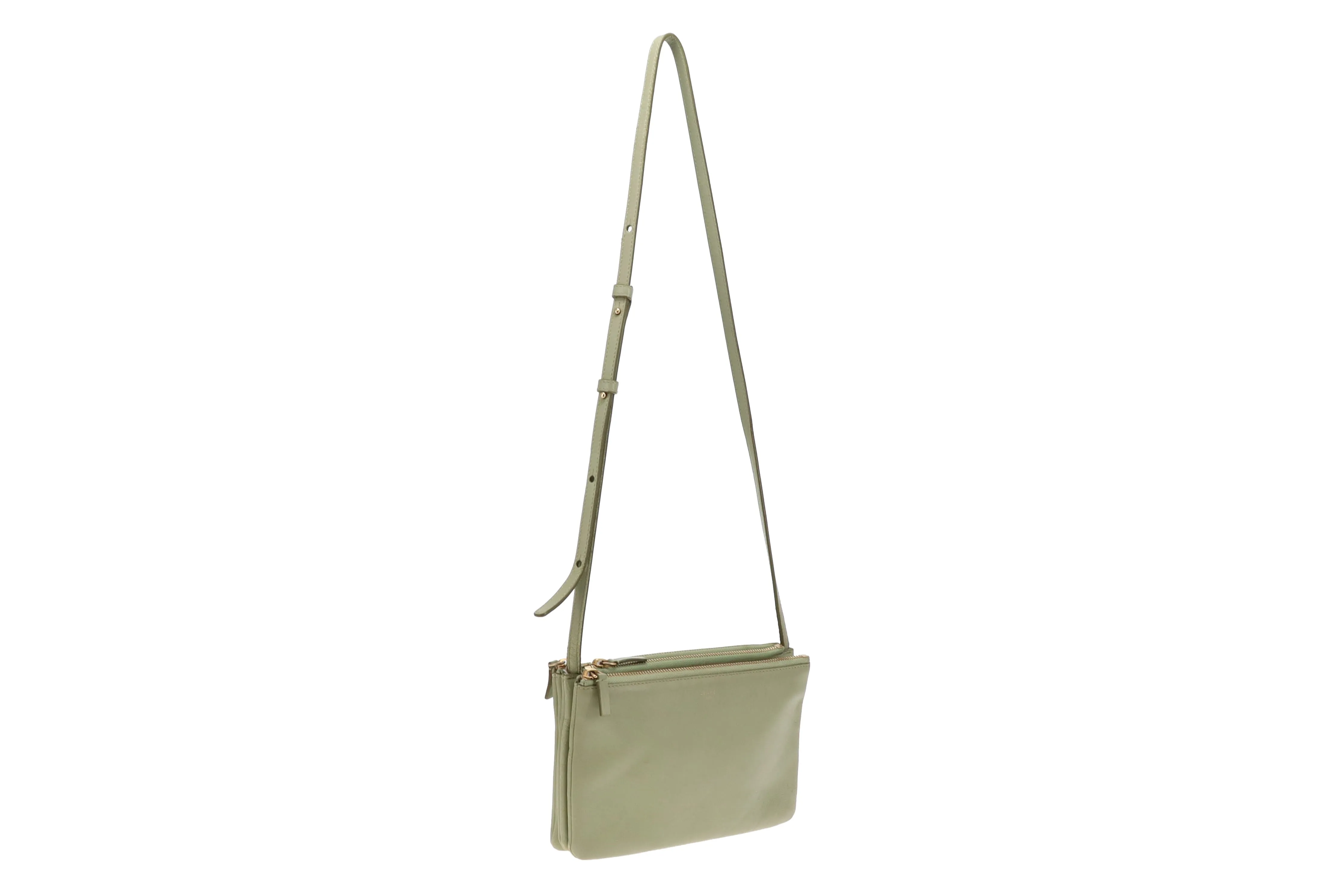 Celine Green Leather Trio Crossbody