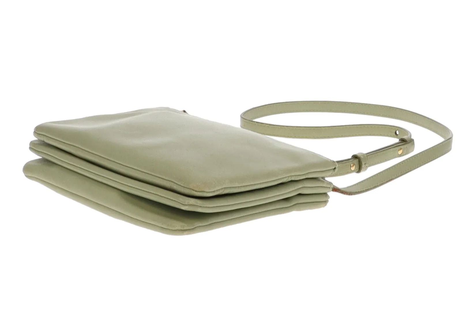 Celine Green Leather Trio Crossbody