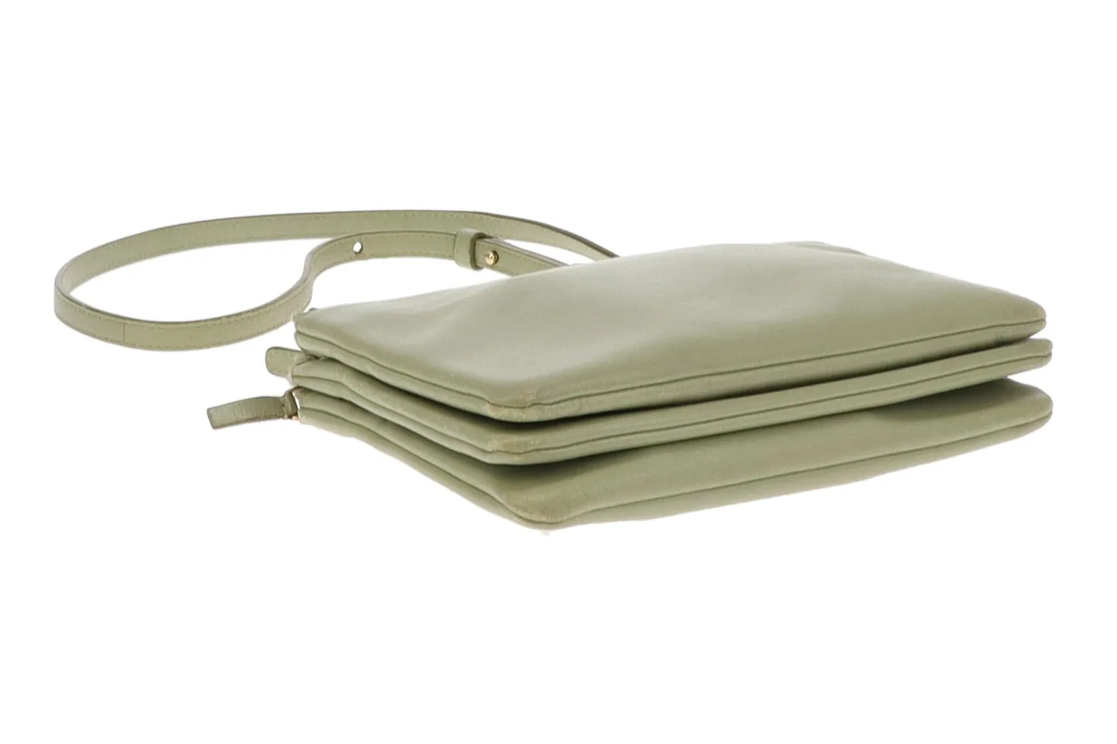 Celine Green Leather Trio Crossbody