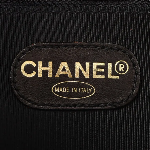 CHANEL Around 1997 Made Caviar Skin Logo Embroidered Tote Bag Black
