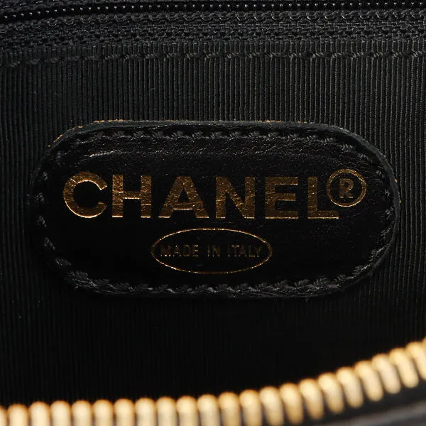 Chanel Around 1998 Made Caviar Skin Logo Embroidered Top Handle Bag Black