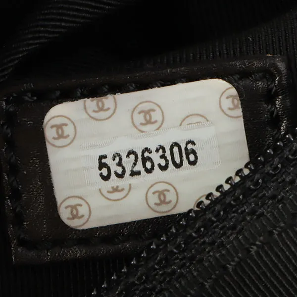 Chanel Around 1998 Made Caviar Skin Logo Embroidered Top Handle Bag Black