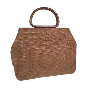 CHANEL CC VINTAGE WOVEN RAFFIA HANDBAG