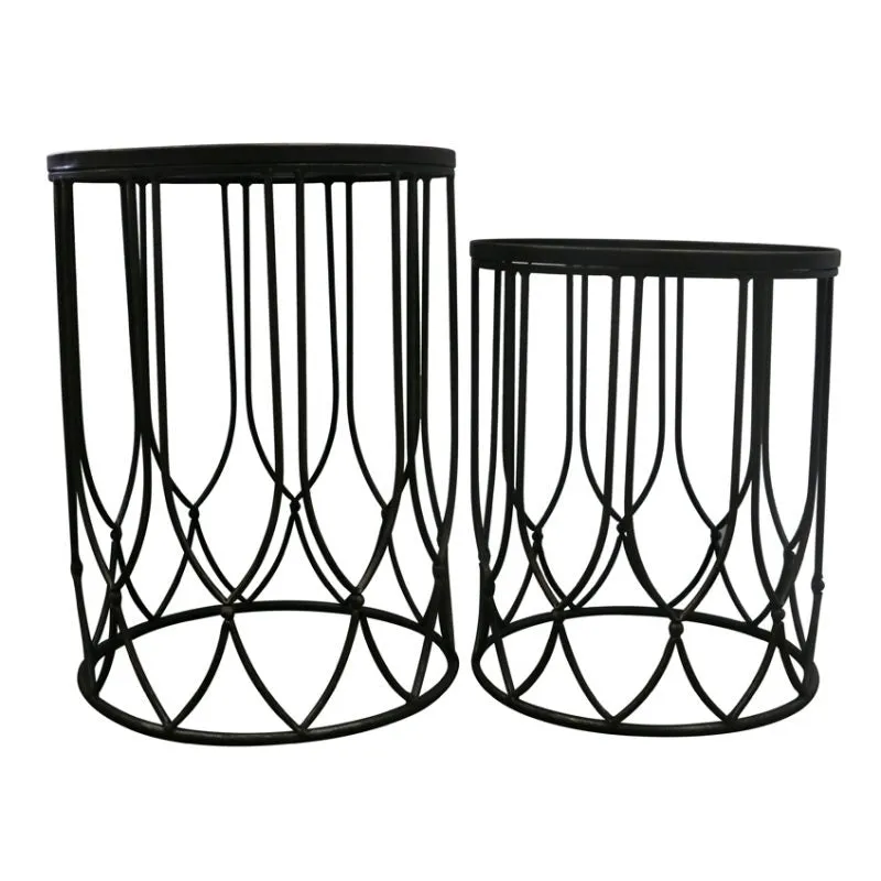Chang Artistic Geometric Metal Side Table Set - Burnt Gold