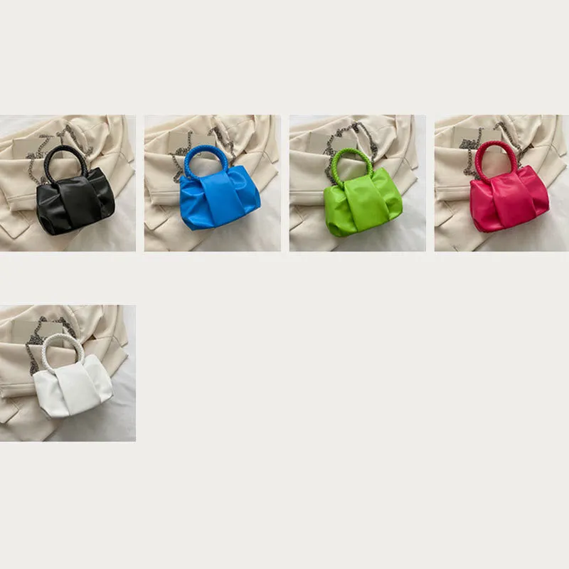 Crossbody Bag For Women Wrinkle Shape Mini Solid Color Handbag