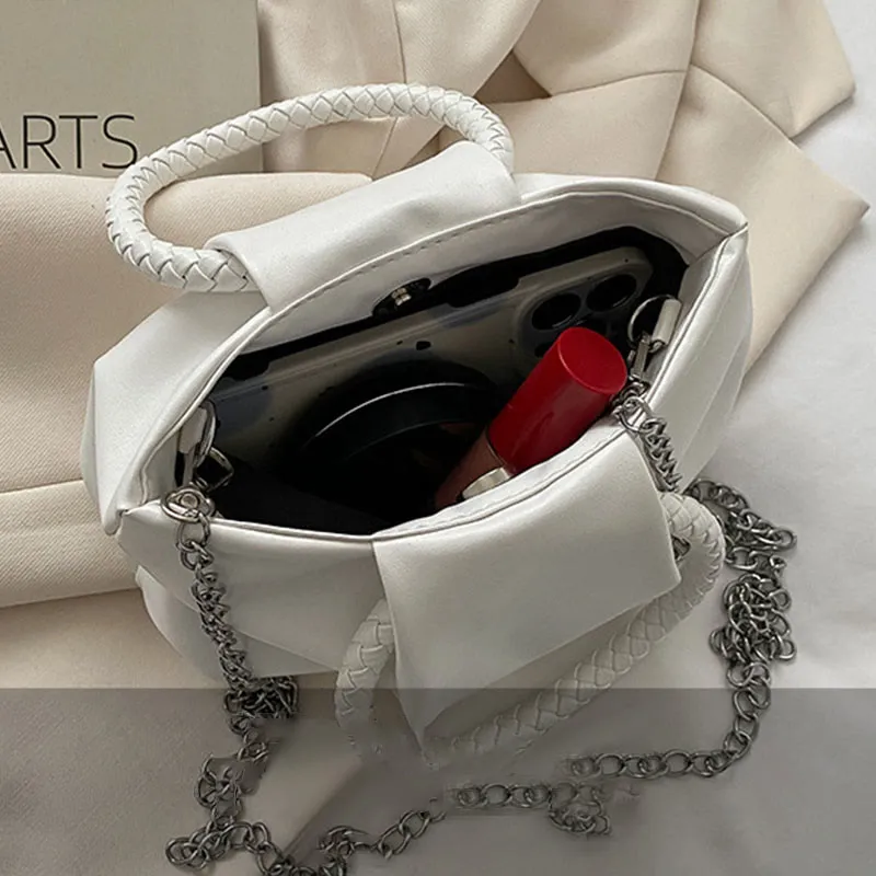 Crossbody Bag For Women Wrinkle Shape Mini Solid Color Handbag