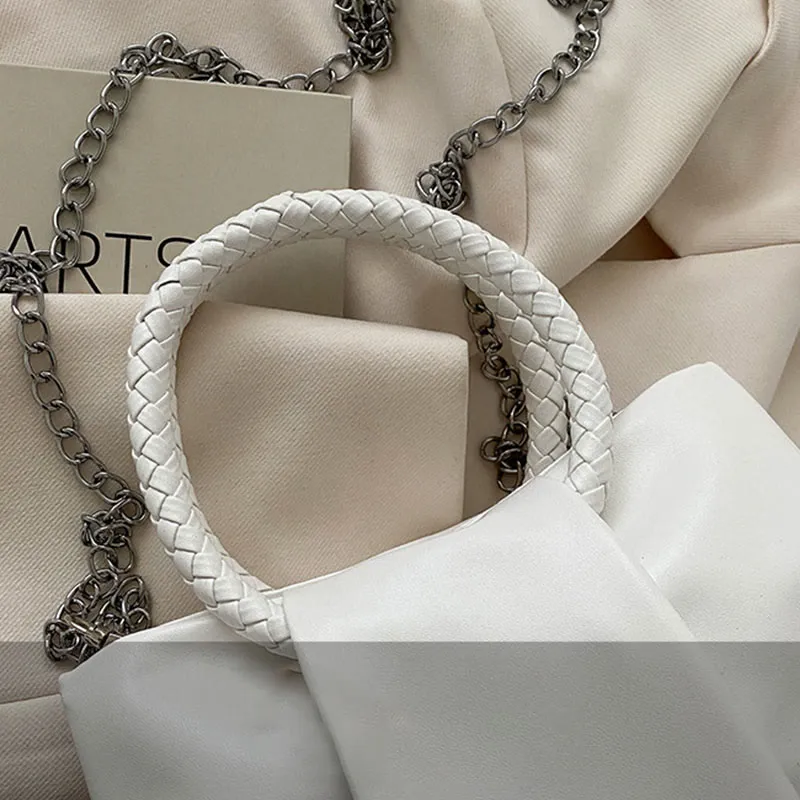 Crossbody Bag For Women Wrinkle Shape Mini Solid Color Handbag