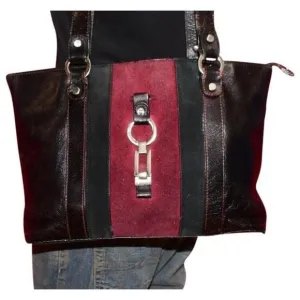 Etienne Aigner Vintage Black Burgundy Suede Tote