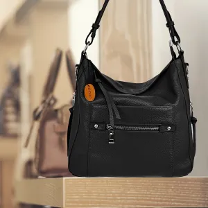 Genuine Leather Large Tote Bag for Women, Vintage Leather Hobo Large Capacity Shoulder Bag Brown