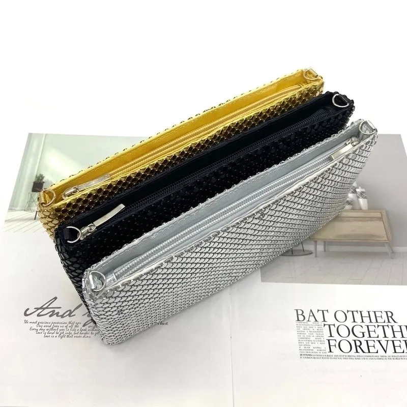 Gold Silver Metal Geometric Solid Color Square Evening Bags