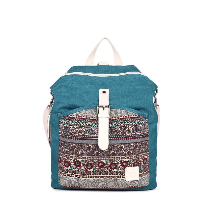 KIylethomasw Ethnic Style Flower Embroidery Girl School Backpack Purse Women Ladies Fashion Casual Lightweight Shoulder Bag Travel Daypack