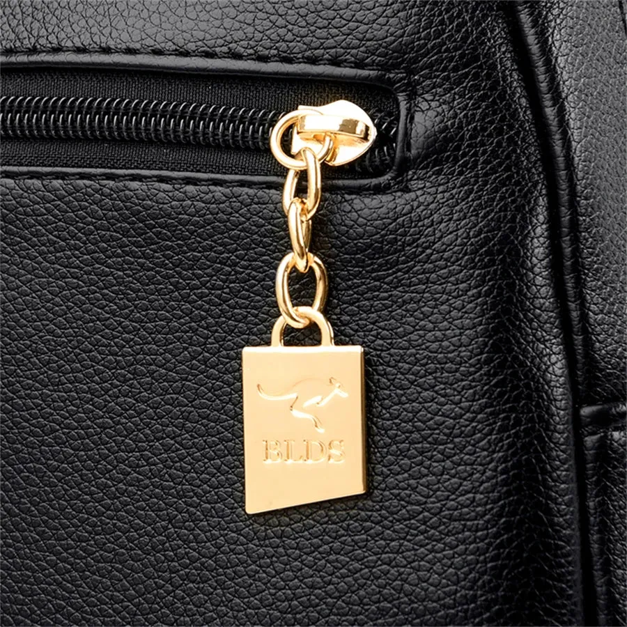 Luxury Women Leather Backpacks for Girls Sac A Dos Casual Daypack Black Vintage Backpack School Bags for Girls Mochila Rucksack