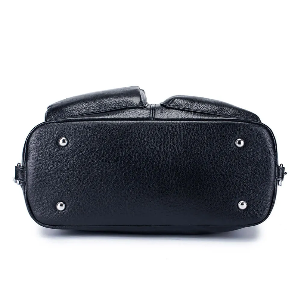 Multi-Way Women's Leather Backpack - Black Shoulder & Crossbody Bag NZ
