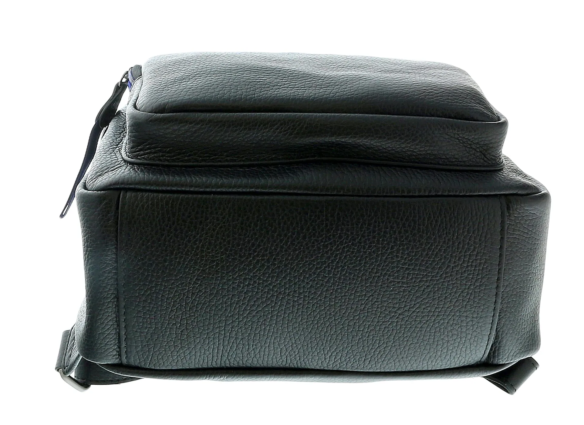 Pierre Cardin Black Leather Classic Medium Double Zip Fashion Backpack