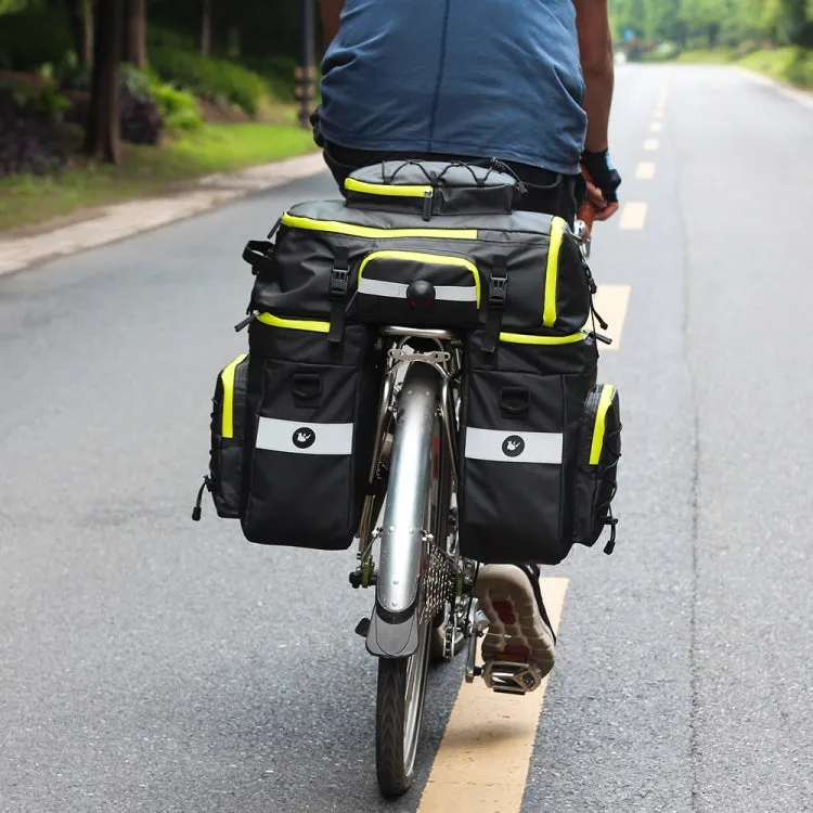 Rhinowalk Three-in-one Multifunctional Bicycle Rear Shelf Pannier Waterproof Long-distance Equipment(Black Green)