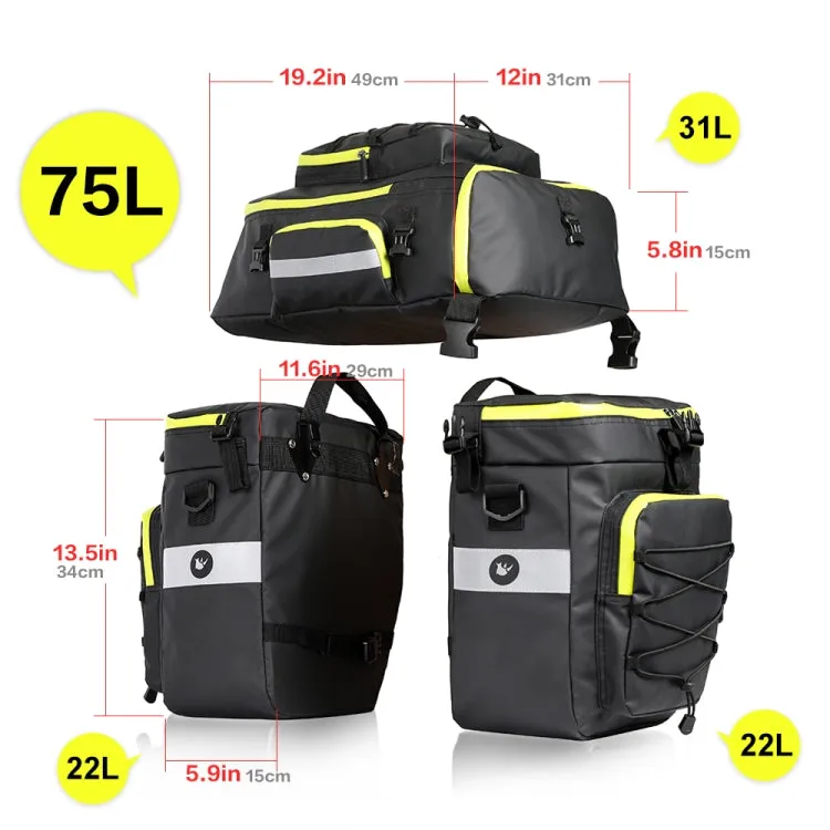 Rhinowalk Three-in-one Multifunctional Bicycle Rear Shelf Pannier Waterproof Long-distance Equipment(Black Green)