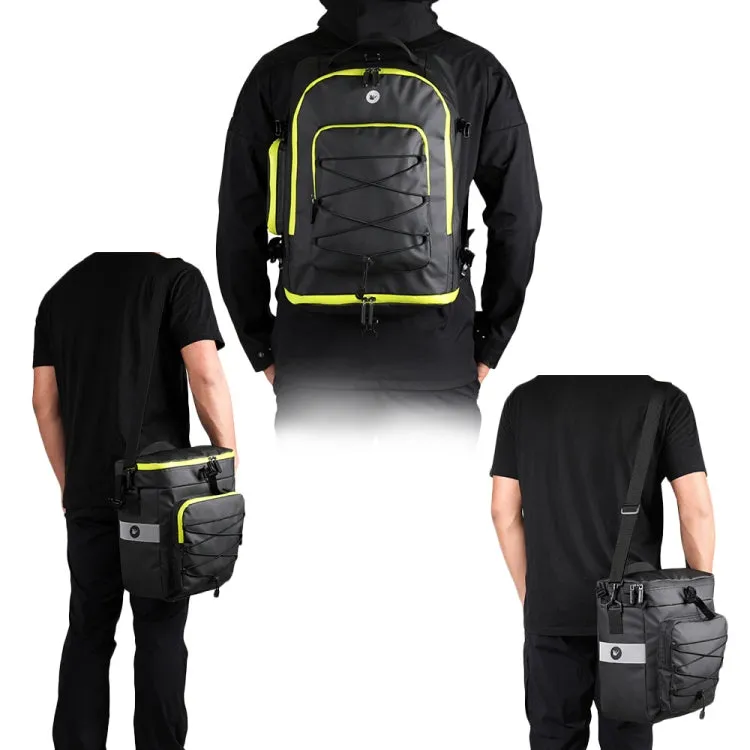 Rhinowalk Three-in-one Multifunctional Bicycle Rear Shelf Pannier Waterproof Long-distance Equipment(Black Green)