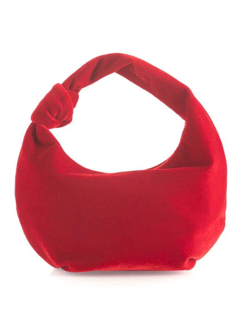 SHI Chrissy Knotted handle Red Velvet Handbag