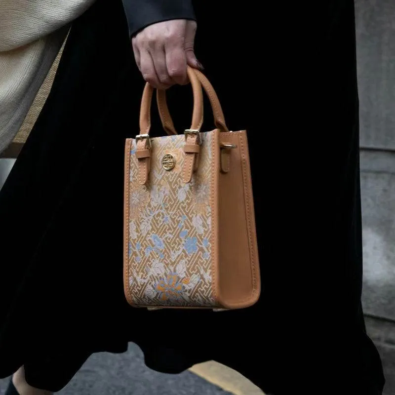 Song Brocade Mulberry Silk Retro Shoulder Handbag