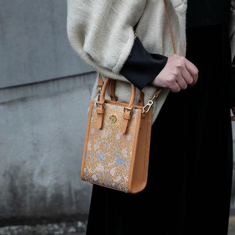 Song Brocade Mulberry Silk Retro Shoulder Handbag