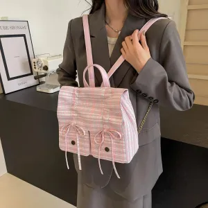 UAKISS  -  Bow Tie Womens Backpack Spice Girls Wrinkles Fashion Backpacks for Ladies Pu Leather High Capacity Trend Aesthetic Bags