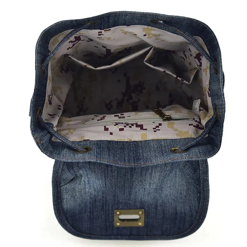 UAKISS  -  Large Capacity Canvas Backpack Denim School Backpack For Teen Girls Boys Vintage Jeans Satchel For College Student Slim Daypack