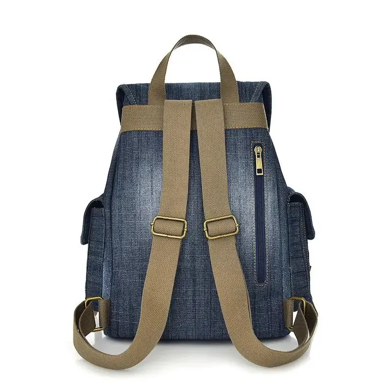 UAKISS  -  Large Capacity Canvas Backpack Denim School Backpack For Teen Girls Boys Vintage Jeans Satchel For College Student Slim Daypack