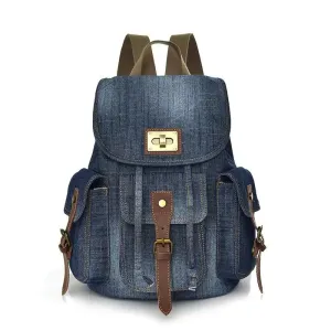 UAKISS  -  Large Capacity Canvas Backpack Denim School Backpack For Teen Girls Boys Vintage Jeans Satchel For College Student Slim Daypack