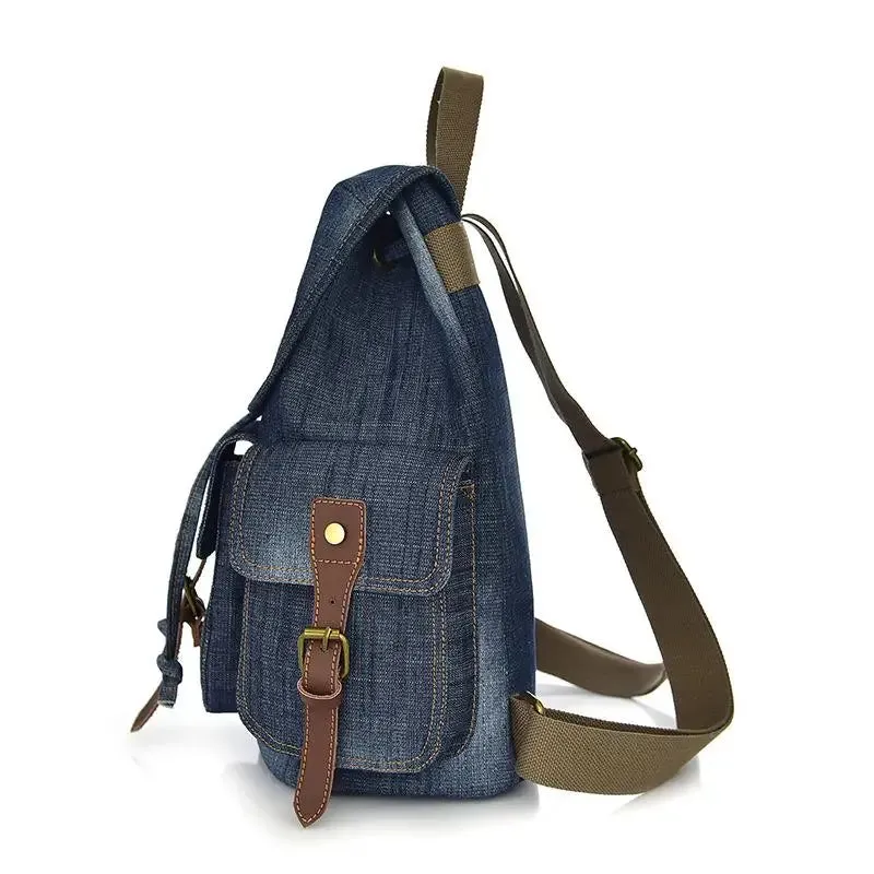 UAKISS  -  Large Capacity Canvas Backpack Denim School Backpack For Teen Girls Boys Vintage Jeans Satchel For College Student Slim Daypack