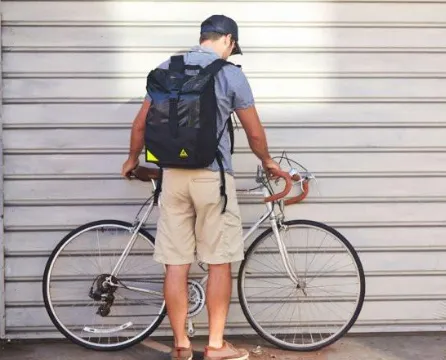 Upcycled Backpack- USA made from Upcycled inner tubes & street sign scraps - Save Landfill Space!