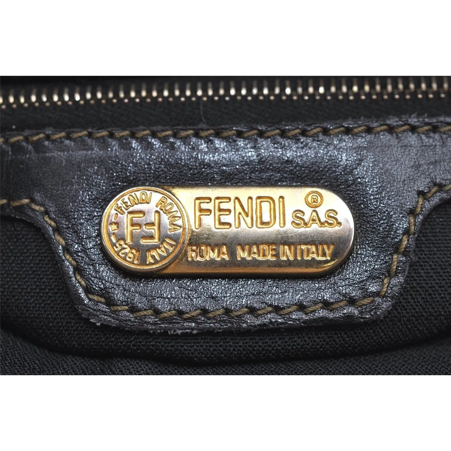 Vintage, Fendi, Roma 1925, checkerboard print in shades of brown coated canvas & brown leather, cross body, tote, or back pack