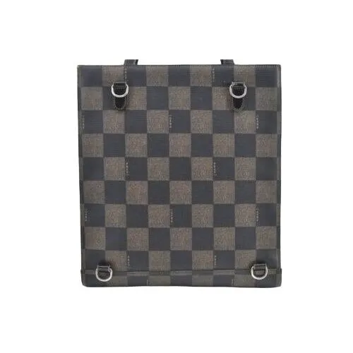 Vintage, Fendi, Roma 1925, checkerboard print in shades of brown coated canvas & brown leather, cross body, tote, or back pack