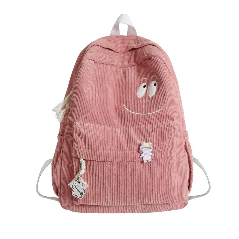 Wenkouban New Female Kawaii Corduroy Laptop College Backpack Trendy Girl Green Cool Cute Bag Fashion Women School Bag Lady Travel Backpack